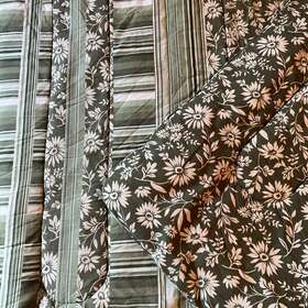 Rn60873 West Point Stevens Westpoint Comforter Twin Size Green White Daisys Leaves Stripes Corded