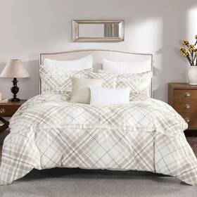 White & Brown 843688112388 Fabia Luxury 7 Piece Comforter White/taupe King - Cal