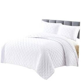 Wholesalebeddings 825624113666 Velvet Fluffy Coverlets Oversized 3pc Quilt Set 110-inch Wide X 96 King White