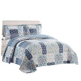 Wholesalebeddings 825624339967 Reversible Coverlets Over-sized 3pc Quilt Set 110-inch Wide X King Bellflower