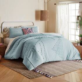 Wild Sage 444800812096 New Ether Green Michaela Tufted Triangles Twin Xl Comforter Set - Dorm