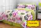 Wk649092 Latitude Twin Xl Green Pink Owl Reversible 6-pc Comforter Teen Bedding Set W Sheets Skirt