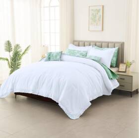 Wonderful 265109225370 White King Size Comforter Set 104x90inch 3 Pieces Cute Soft Pinch Pleat Bed
