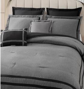 91962121 Wonderful Hotel Comforter Set King Gray Hydro-brushed Wooly Feel Modern Luxury