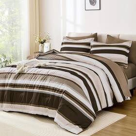 Wongs Bedding 744759830142 King Size Comforter 7 Pieces Brown Set With Sheets