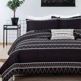 B08tggwjcc Wongs Bedding Black King Size Comforter Set Reversible Boho Striped - 3 Pieces