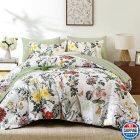 B0f9wp7nsd Wongs Bedding Sage Green Comforter Set Full 7 Pieces Floral All Seasons Bed In A