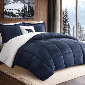 Woolrich 086569104496 Reversible Comforter Set Ultra Soft Plush To Sherpa Down Alternative