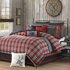 Woolrich Comforter Set Tartan Plaid Red Gray Black Shams Bed Skirt Queen 4 Pc 714598973225