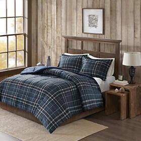 Woolrich Flint Cozy Spun Down Alternative Comforter Mini Set Navy Full Queen