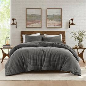 Wr10-4042 Woolrich John Rich & Bros. Queen Comforter Set Cotton Waffle Pre-stone Washed Oversized