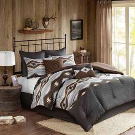 Wr10-2181 Woolrich Comforter California King 94 Inch X104 8-piece Grey/brown Set Polyester