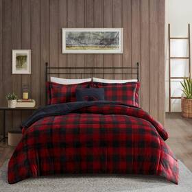 Wr10-3100 Woolrich Alton Polyester Red/black Buffalo Check King Berber Comforter Set