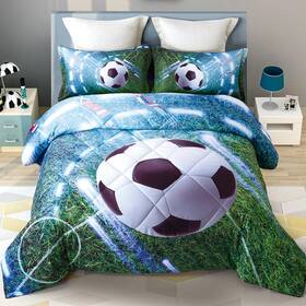 6612741-bo Wowelife Soccer Bedding Set Green Queen 5 Pieces Comforter For Boys And Gir