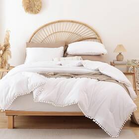 Yirddeo 313048399358 King Size Comforter Set - With Ball Pom Fringe Soft