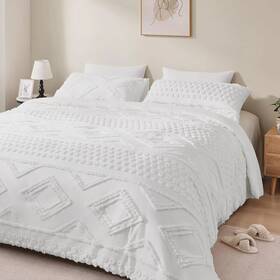 Mian-01 Yixwzas Boho Queen Comforter Set White With Sheets 3 Pieces Tufted S Mian-01 Yixwzas Boho Queen Comforter Set White With Sheets 3 Pieces Tufted S