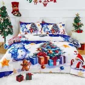 Bz3pcs-smyh-129-q Yiyea Christmas Queen Comforter Set For Girls Boys Cute Kids With 2