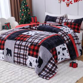 Bzzt-bjr-yw021-q Yiyea Christmasfaux Fur Queen Size Comforter Set Luxury Ultra Soft Fluffy