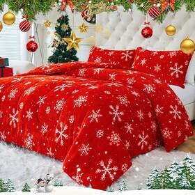 Bzzt-smbjr-sm408-q-2 Yiyea Christmas Fluffy Queen Size Comforter Set Luxury Faux Fur Ultra S