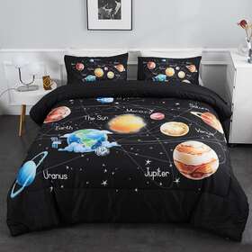 Ylehoc 689989733873 Solar System Comforter Set Queen Universe Planets Theme Bedding 3 Pieces 1 S