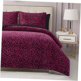 Jyz027645 Ymf Carpets Inc. Cheetah Feathered Comforter Set - 3 Piece Luxury Bedding Ensemble King Black