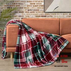 Lbw027602 Ymf Carpets Inc. Plush Winter Red Plaid Soft Throw Blanket - 50 Inch X70 Aspen Green