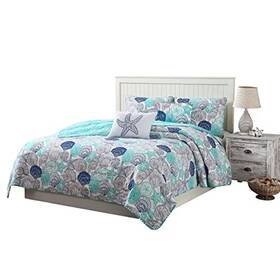 Ymz007308 Ymf Carpets Inc. King Size Beach Themed Bedding Quilt Set Seashell And Starfish Coastal