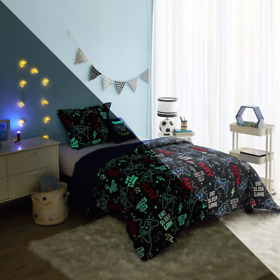 Yz4128029327157 Your Zone 5-piece Gamer Glow In The Dark Comforter Set Multicolor Twin Polyes