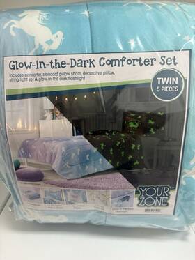 Your Zone 784857941920 Rainbow Unicorn 5 Piece Comforter Sets Twin With Shams Flashlight F