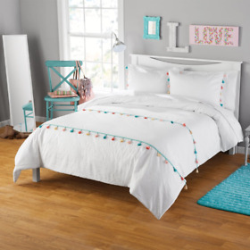 Yz8844409622-04 Your Zone Seersucker Tassel Comforter And Sham Set Full Queen
