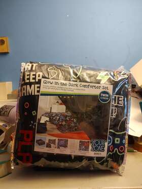 Wm25527-0721 Your Zone 5-piece Gamer Glow In The Dark Twin Comforter Set Multicolor Nip