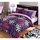 Yz44-001-118-55 Your Zone Comforter Set Dotted Damask Bedding Purple 784857600278