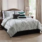 Zealand Pem-america Inc Monroe Banana Leaf Comforter Set Queen 6 Pcs Pillows Black White Tropical Nip 783048945761