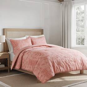 Z63270bqcs Zest Kitchen Home 3 Pc Lysandra Comforter Set Queen Coral Pink