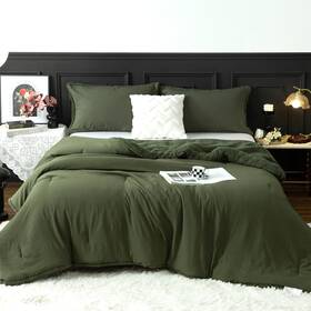 Bz002-q-olive Zgxiong Sherpa Queen Comforter Set Winter 3 Pieces Olive Green Warm Ultra Soft