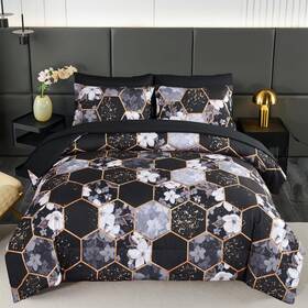 B0fd9bjmpd Zrnbast 7 Pieces Full Comforter Sets Black Geometric Bed In A Bag Sheets Floral