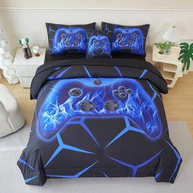 Zsa013 Zsyayaha 6-piece Twin Gamer Bedding Set - Game Console Comforter For Kids/teens