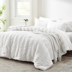 B0ct7xbfh5 Zzlpp Full Comforter Set 7 Pieces White Seersucker Bed In A Bag All Season Beddi