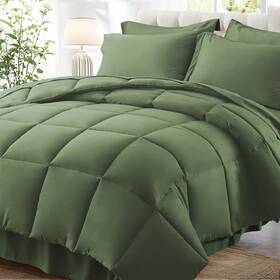 Zpus23cf09og8888 Zzlpp Queen Comforter Set 7 Pieces Olive Green Full/queen 01