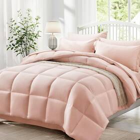 Zpus23cf09pi8286 Zzlpp Full Comforter Set 7 Piece Pink Bed In A Bag With Comforters Pillow Shams