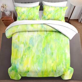 Q5mb7-fl Zzzboro 7pcs Comforter Set Full Size Modern Cool Lime Green Abstract Bed De