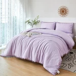 Perfemet 5 Pc Full Comforter Set Lavender Boho Pom Fringe Girls Bedding. Fixed Price $89.99.