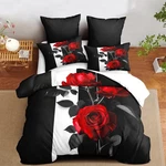 Ccoutuechen Rose Comforter Set Black QUEEN(90" X 90"), Floral 10B. Fixed Price $70.05.