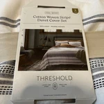 Full/queen Cotton Stripe Duvet Cover & Sham White/navy Threshold. Fixed Price $19.99.