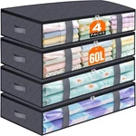 Tastictotes Under Bed Storage Containers, 4 Pack Blanket 60L, Gray. Fixed Price $34.02.