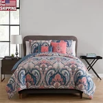 Casa Real 5-PIECE Coral Damask Reversible Comforter Set Full/queen Adult Unisex. Fixed Price $59.49.