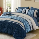 Cottolester Queen Comforter Set 7 Pieces Blue Boho Striped Bed In Bag,soft Mic. Fixed Price $80.44.