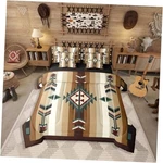Boho Bed Bag 7 Piece Western Aztec Comforter Set King Brown Green Red. Fixed Price $32.43.