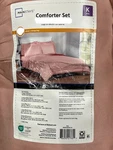 Mainstays 3-PIECE Navy Comforter Set Adults And Teens, King, Lt. Mauvy Pink. Fixed Price $59.99.