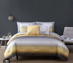 Latitude Run Dalanee Jersey Knit Abstract King Comforter Set 6PC Yellow/gray New. Fixed Price $149.00.